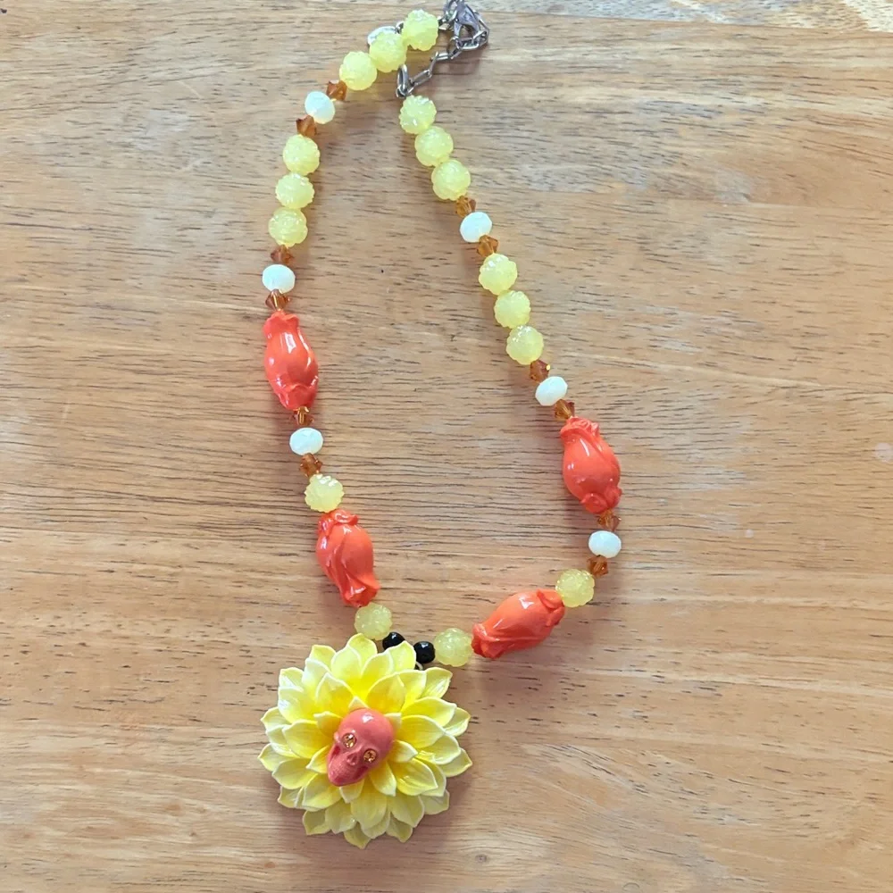 Tarina Tarantino Skull & Floral Necklace. - Picture 6 of 7